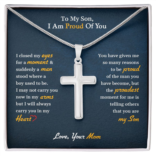 My Son | I Am Proud of You - Stainless Steel Cross Necklace